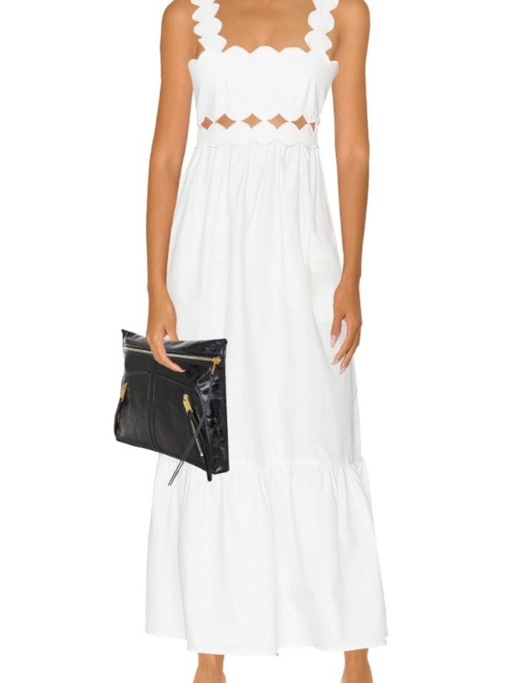 Beach Riot White Campbell Cutout Scalloped Strap Maxi Dress